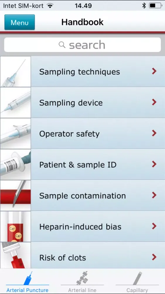 Blood gas - Preanalytics Screenshots