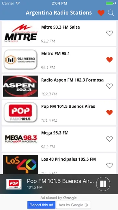 Argentina Radio Music, News Mitre, Metro, Pop Mega Screenshots