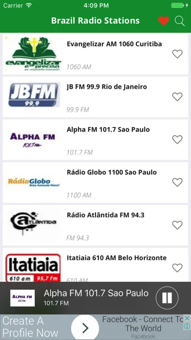 Capturas de pantalla de Brazil Radio Music, News Evangelizar, JBFM, Alpha