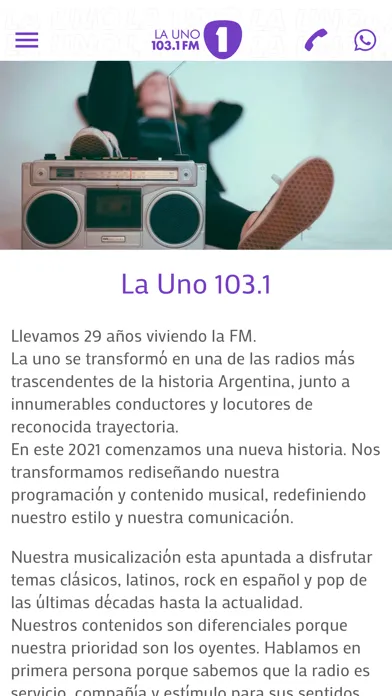 Capturas de pantalla de La Uno 103.1