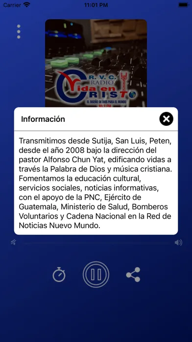 Captures d'écran de Radio Vida en Cristo