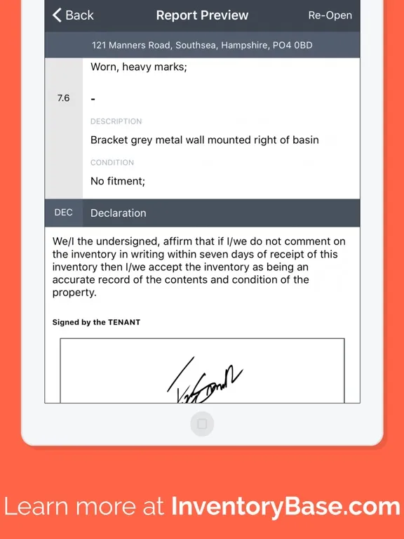 ภาพหน้าจอของ Host Inspect iPad 