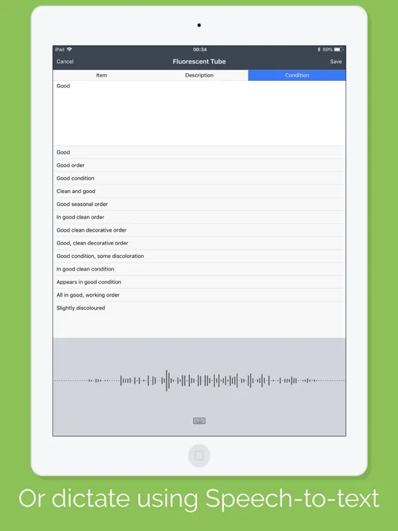 Tangkapan layar InventoryBase iPad 