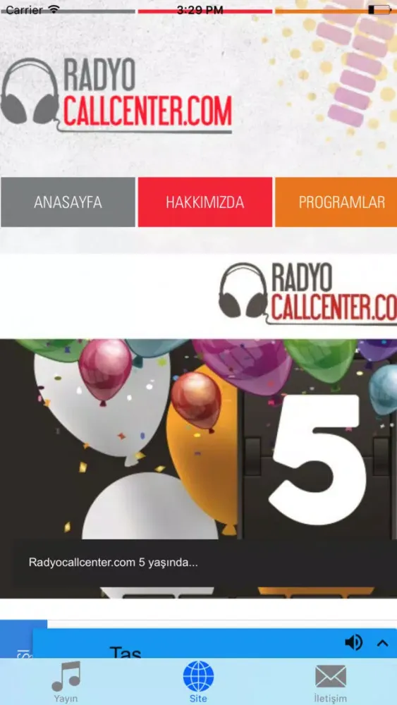 Tangkapan skrin Radyo Call Center