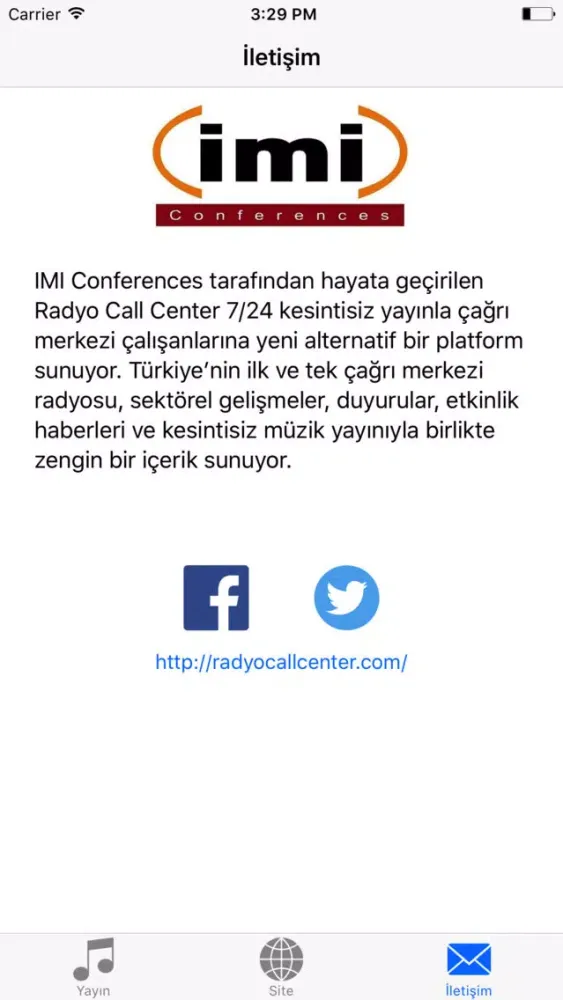 Tangkapan skrin Radyo Call Center