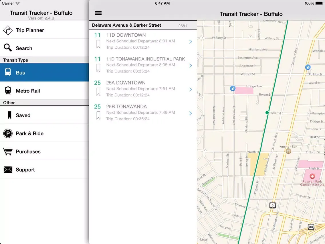 Screenshot di Transit Tracker - Buffalo iPad 