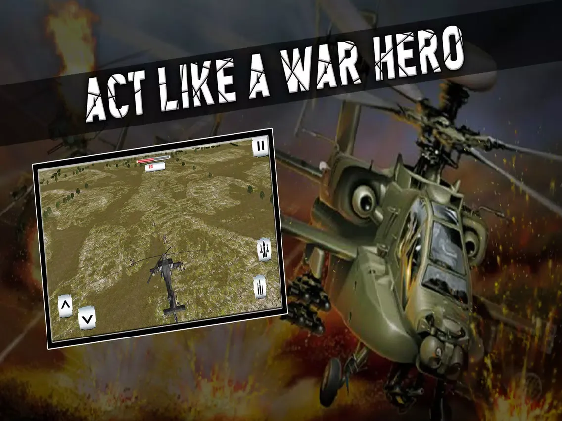 Real Apache Missions 3d - Kill the terrorists with your helicopter and shoot tanks and trucks in this battle. iPad 应用截图