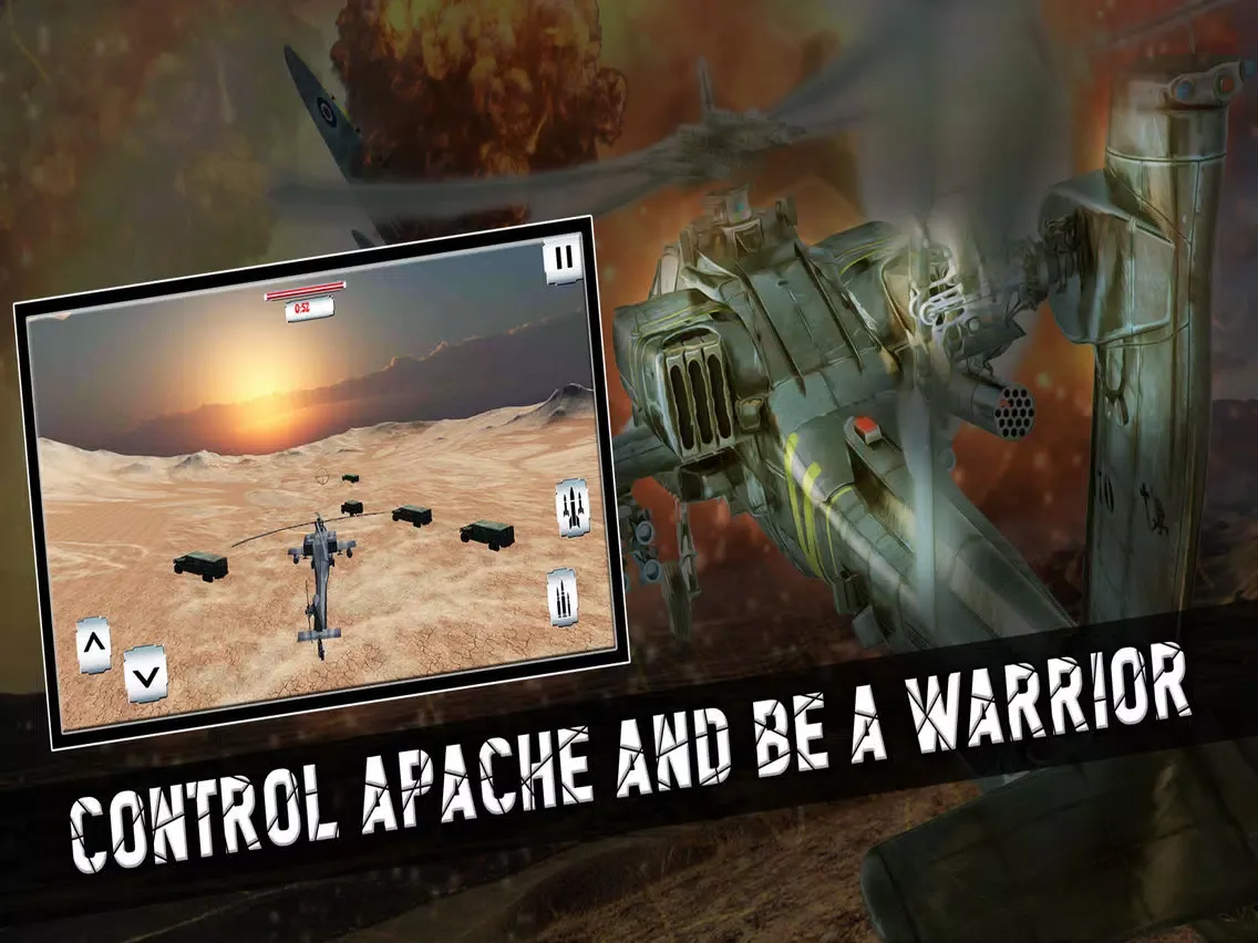 Real Apache Missions 3d - Kill the terrorists with your helicopter and shoot tanks and trucks in this battle. iPad 应用截图