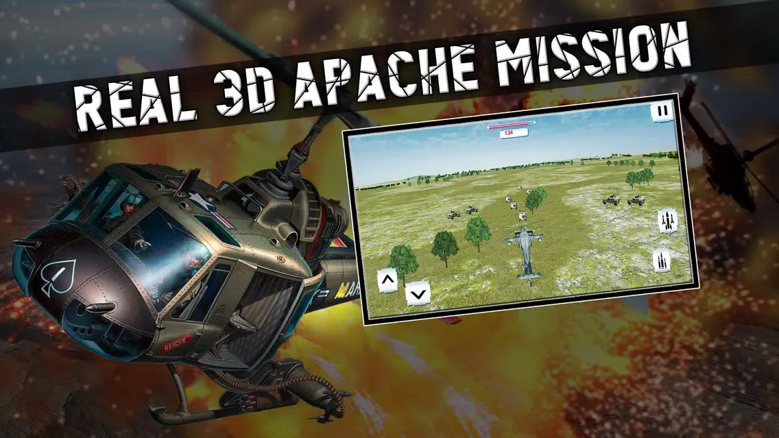 Real Apache Missions 3d - Kill the terrorists with your helicopter and shoot tanks and trucks in this battle.应用截图