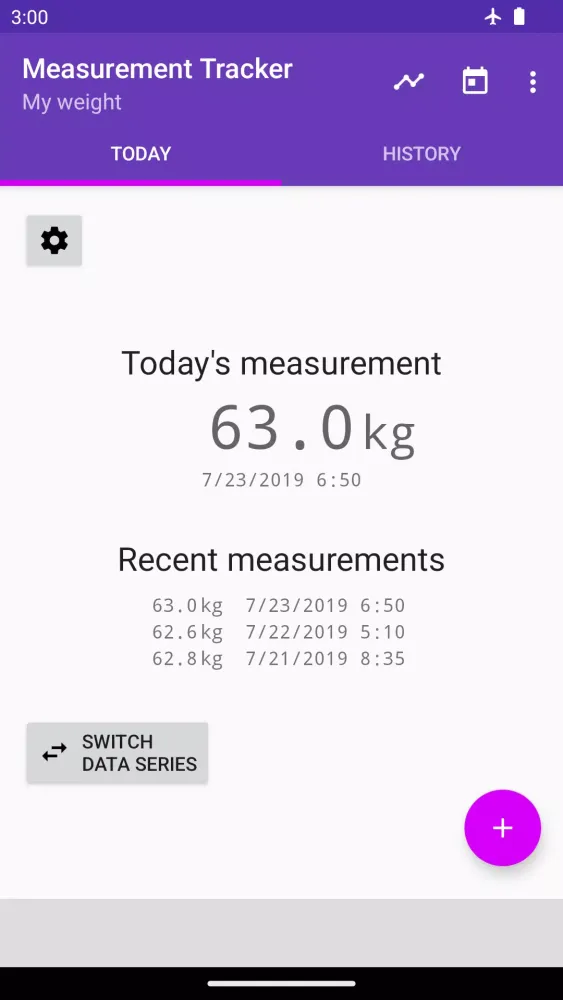 Ảnh chụp màn hình của Measurement Tracker
