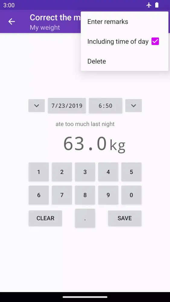 Ảnh chụp màn hình của Measurement Tracker