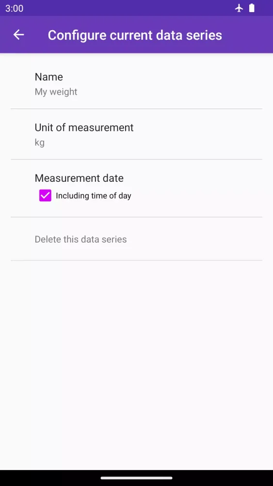 Ảnh chụp màn hình của Measurement Tracker