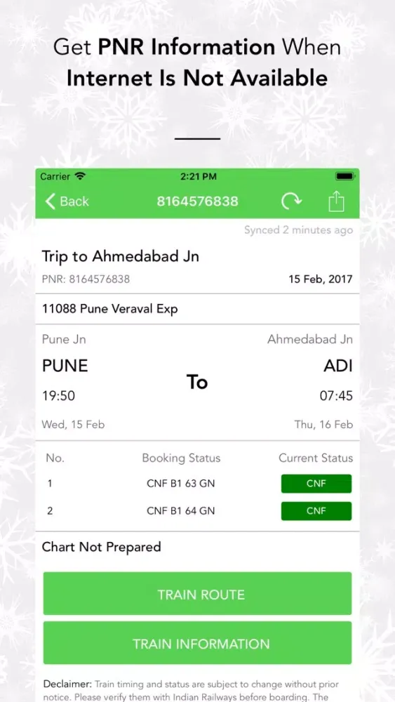 Скриншоты Indian Railway PNR Status Info