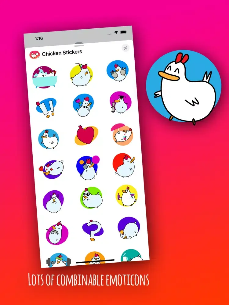 MsChicken fun Animals Stickers iPad  स्क्रीनशॉट