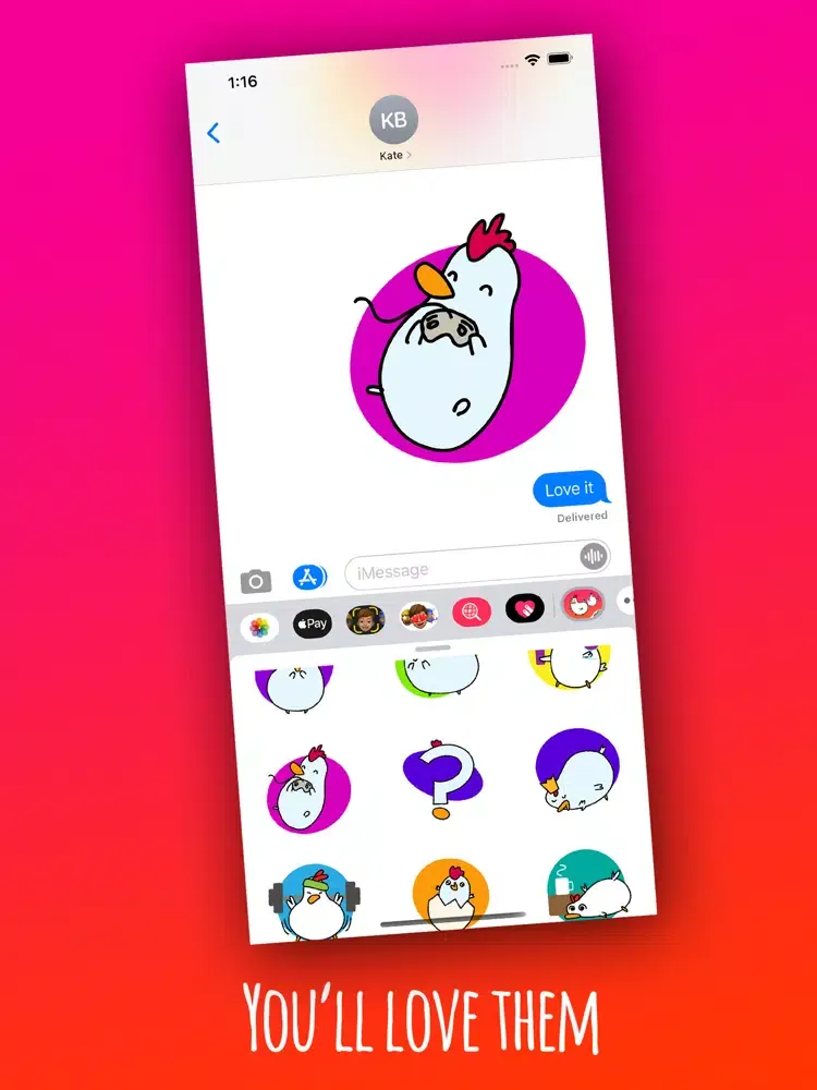 MsChicken fun Animals Stickers iPad  स्क्रीनशॉट