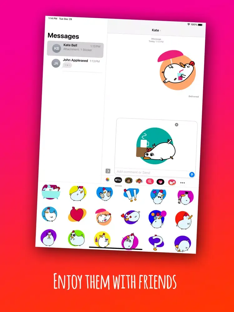 MsChicken fun Animals Stickers iPad  स्क्रीनशॉट