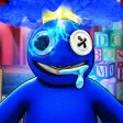Rainbow blue friends running