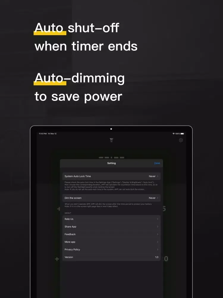 Flashlight Timer iPad 应用截图