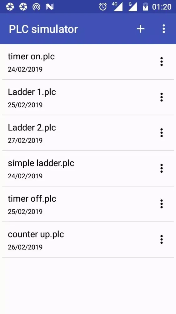 Capturas de tela do PLC Ladder Logic Simulator