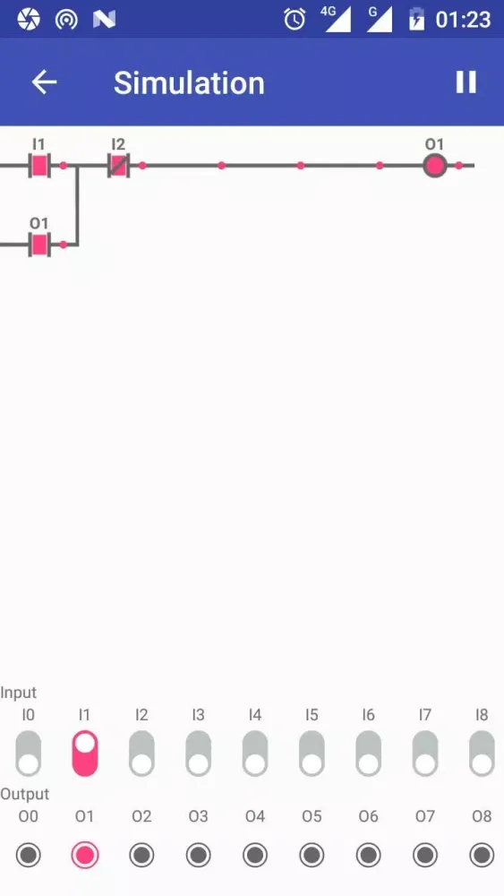 Capturas de tela do PLC Ladder Logic Simulator