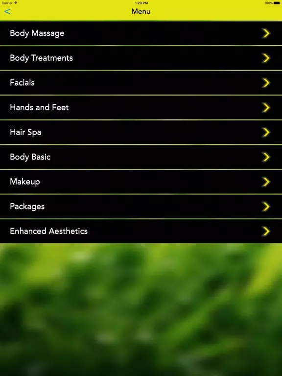 Capturas de tela do Raintree Spa iPad 