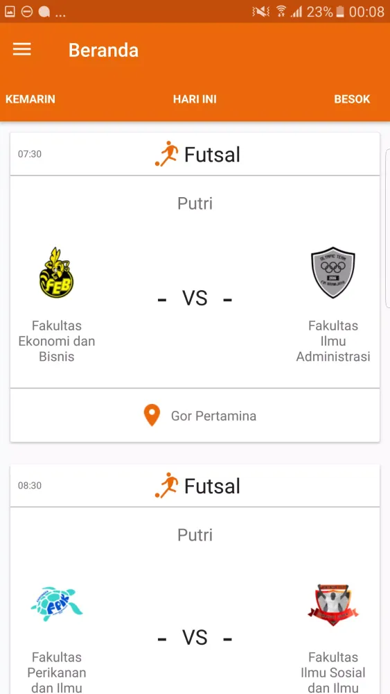 Tangkapan layar Olimpiade Brawijaya 2016 App