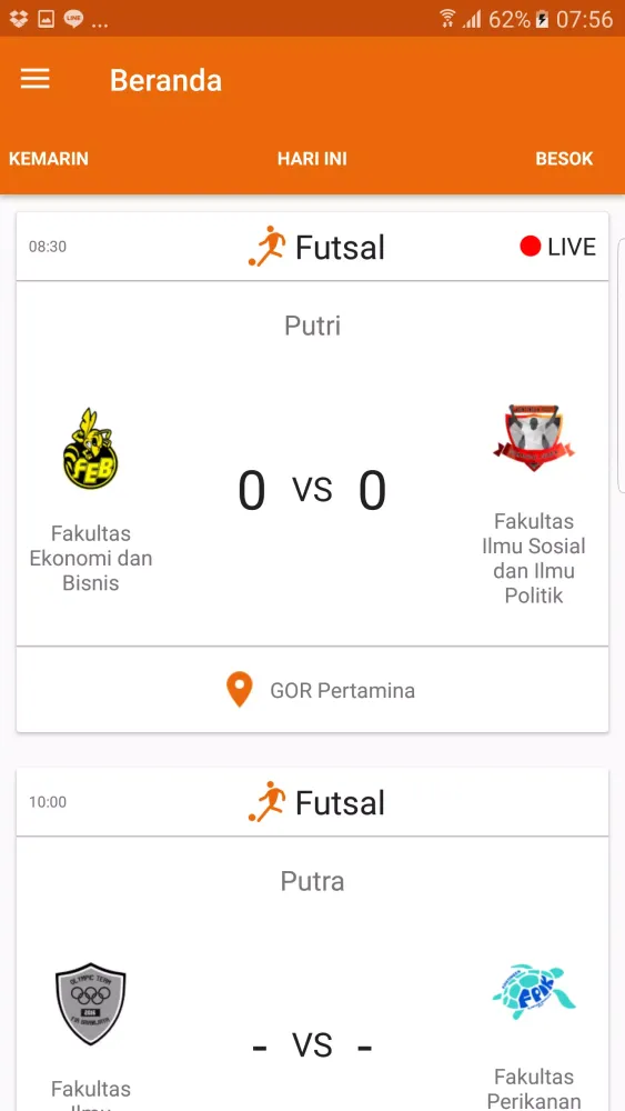 Tangkapan layar Olimpiade Brawijaya 2016 App