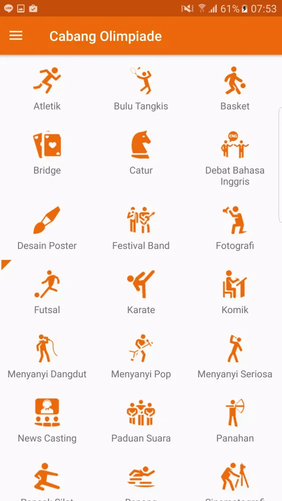 Tangkapan layar Olimpiade Brawijaya 2016 App
