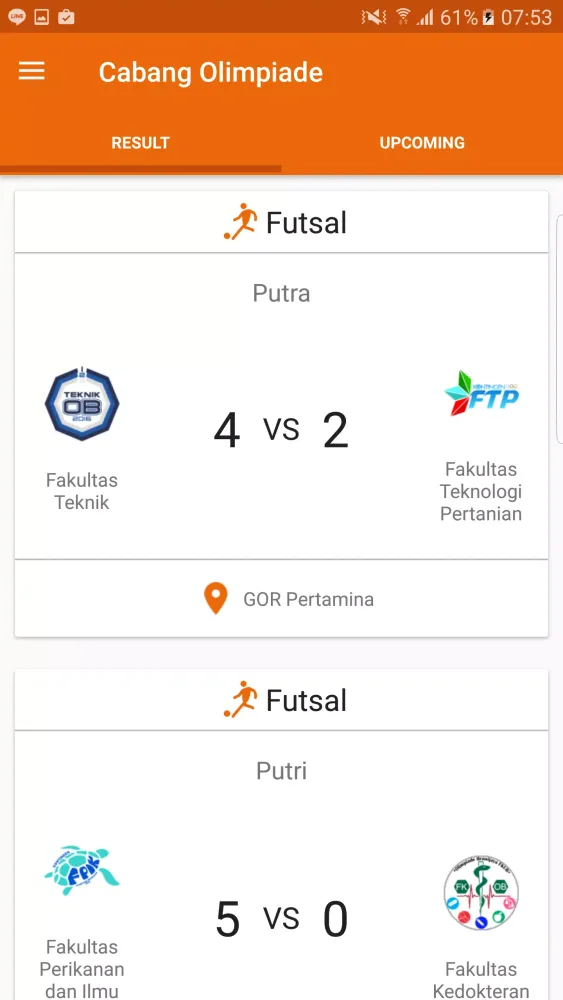 Tangkapan layar Olimpiade Brawijaya 2016 App