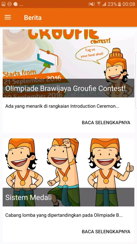 Tangkapan layar Olimpiade Brawijaya 2016 App
