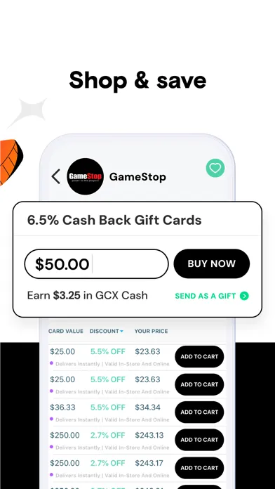 ภาพหน้าจอของ GCX - Discounted Gift Cards