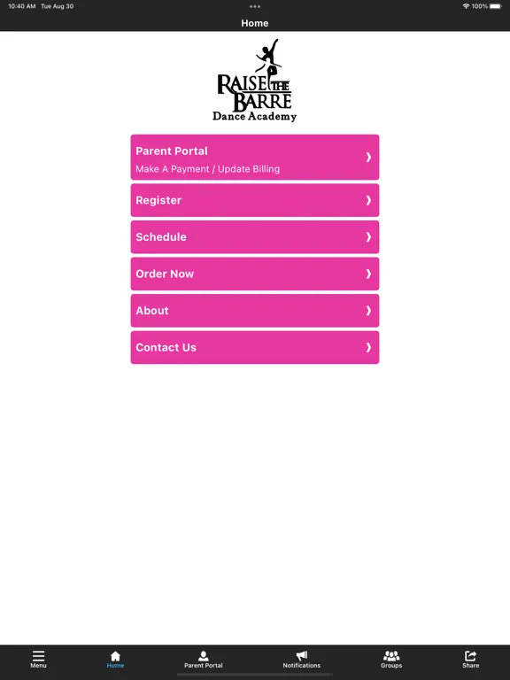 Raise the Barre NC iPad  스크린샷