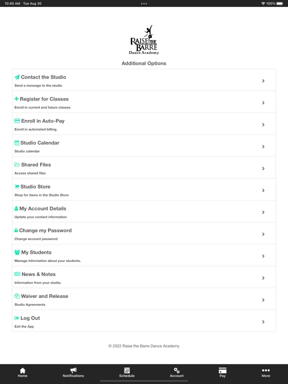Raise the Barre NC iPad  스크린샷