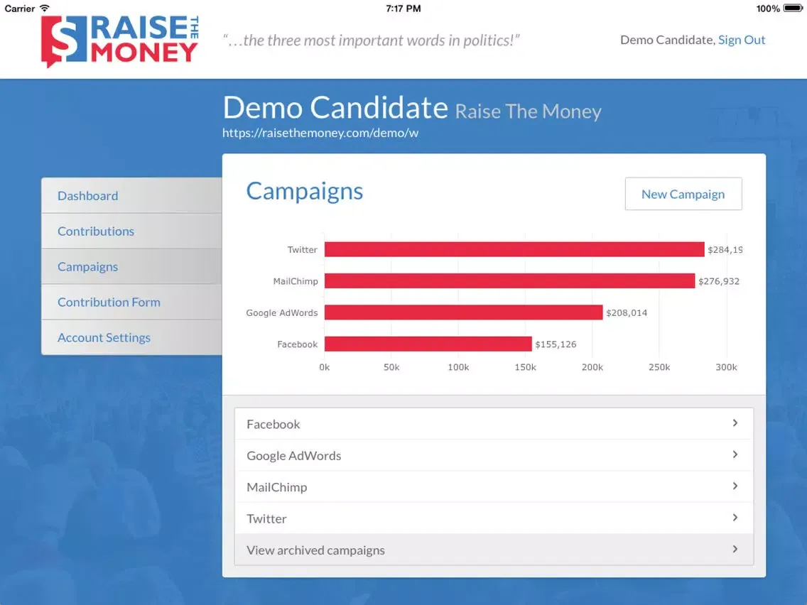 تصاویر Raise The Money Dashboard iPad 