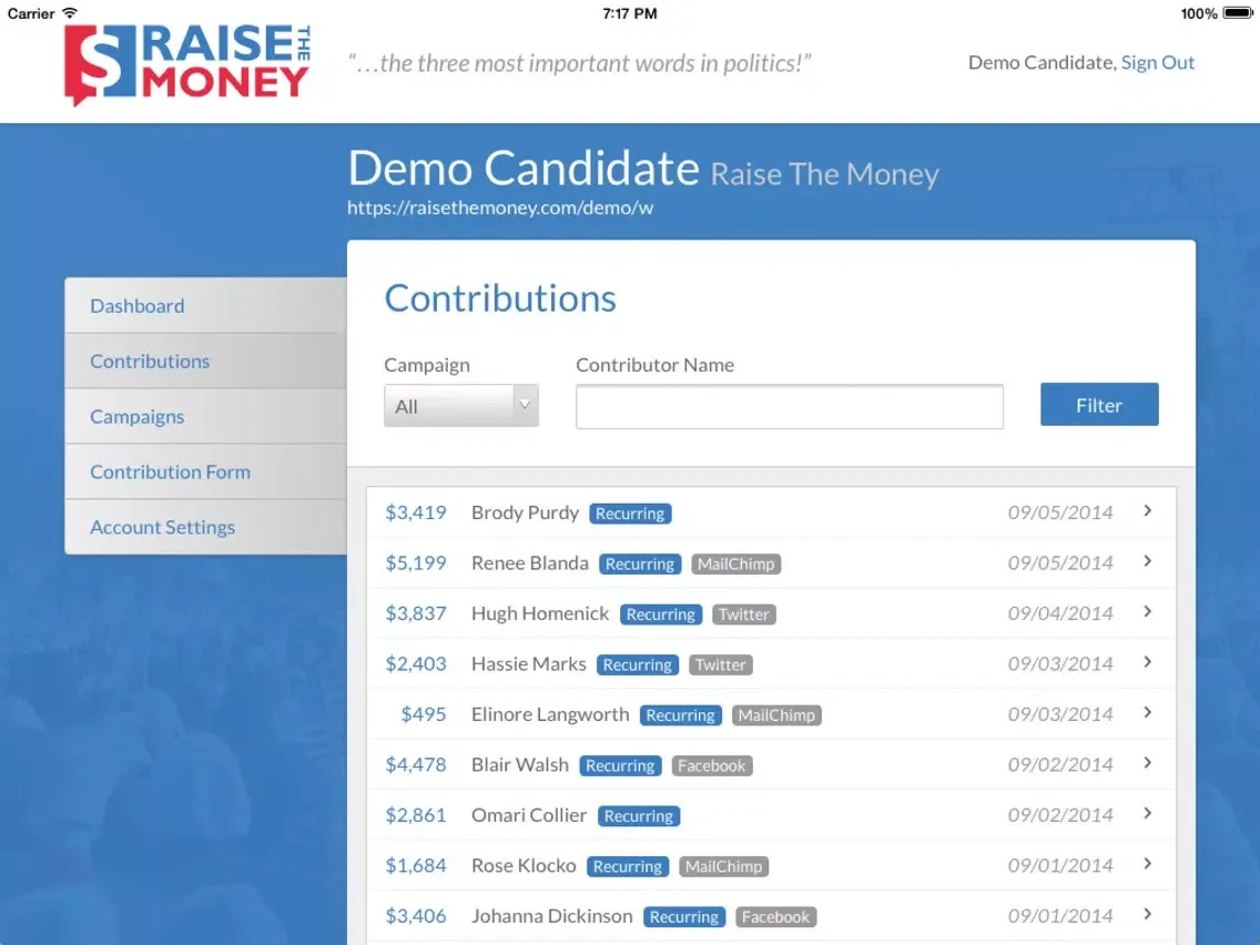 تصاویر Raise The Money Dashboard iPad 