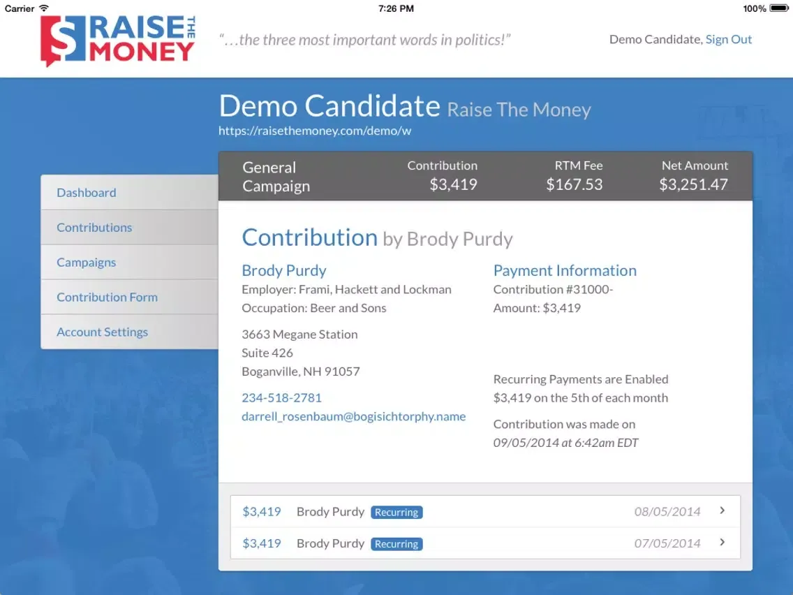 تصاویر Raise The Money Dashboard iPad 