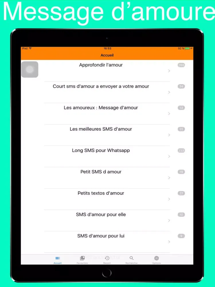 Ảnh chụp màn hình của SMS D'amour : +900 Messages Français pour Whatsapp iPad 
