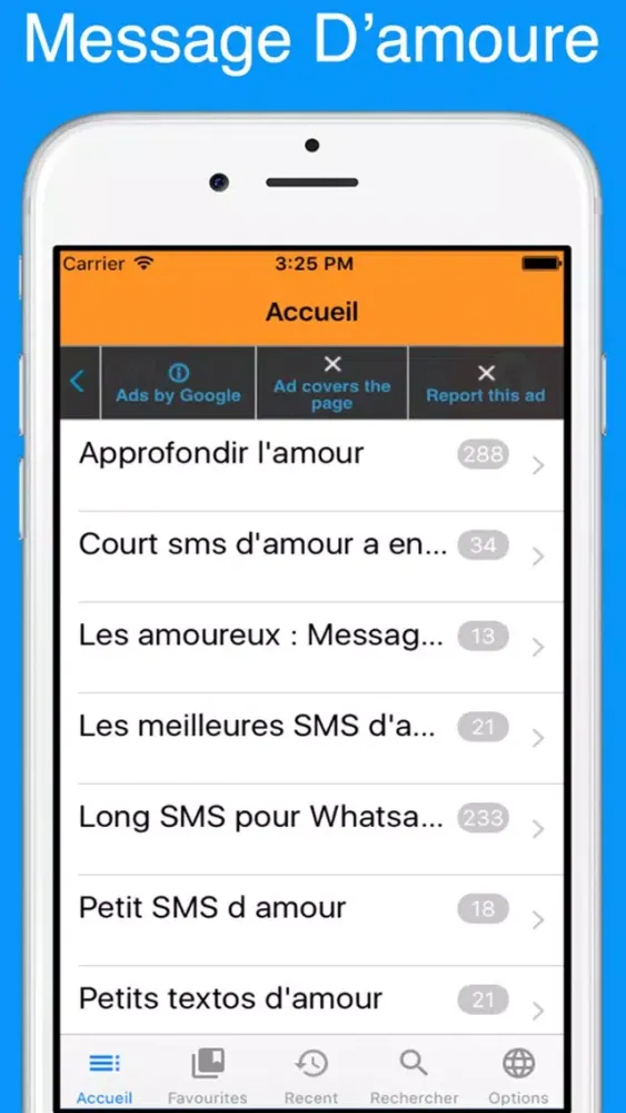 Ảnh chụp màn hình của SMS D'amour : +900 Messages Français pour Whatsapp