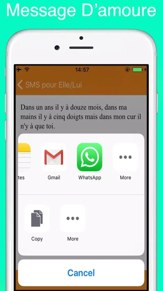 Ảnh chụp màn hình của SMS D'amour : +900 Messages Français pour Whatsapp