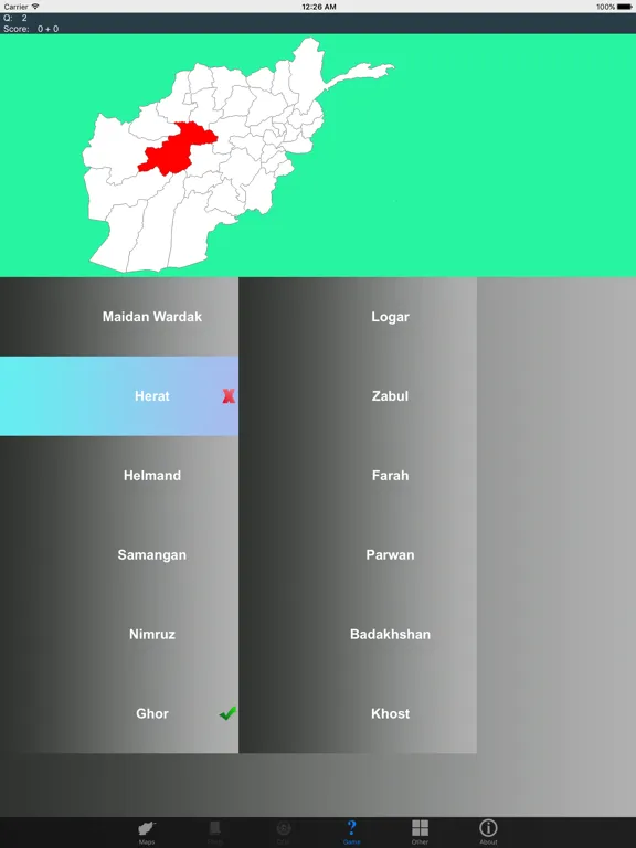 Capturas de pantalla de Afghanistan Province Maps and Capitals iPad 