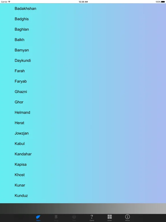 Capturas de pantalla de Afghanistan Province Maps and Capitals iPad 