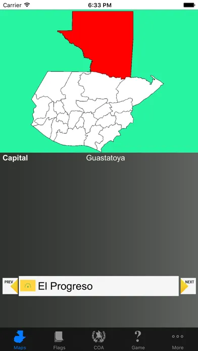 Capturas de tela do Guatemala Department Maps, Flags and Capitals