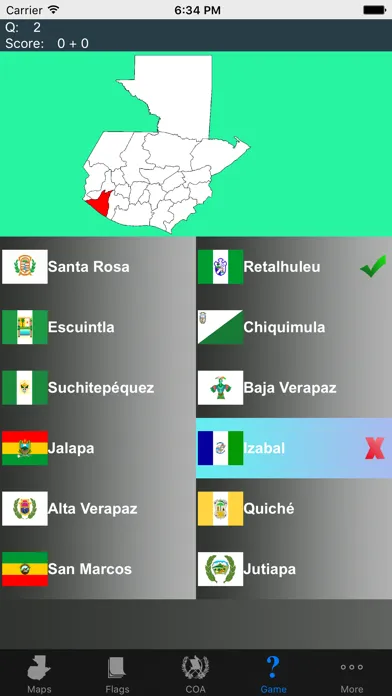 Capturas de tela do Guatemala Department Maps, Flags and Capitals