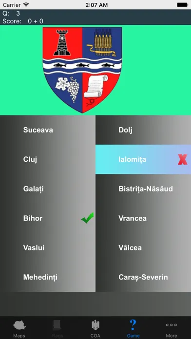 Ảnh chụp màn hình của Romania Region Maps and Capitals