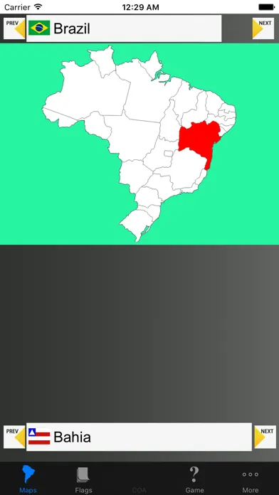 Tangkapan skrin South America Country's States