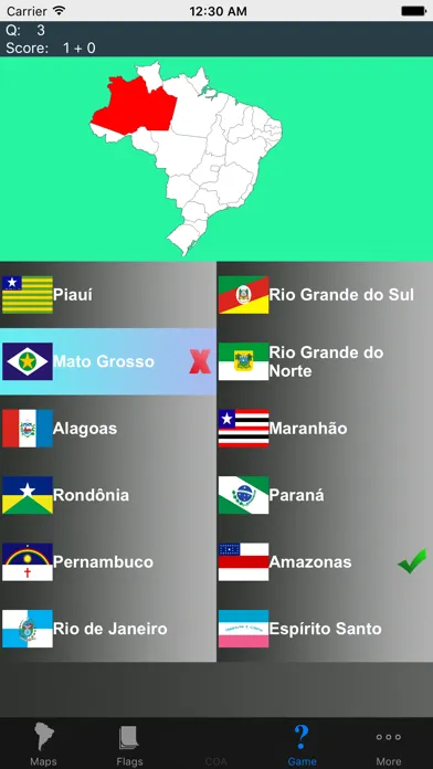 Tangkapan skrin South America Country's States