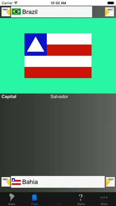 Tangkapan skrin South America Country's States