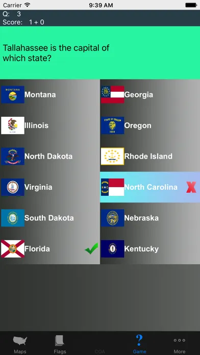 Tangkapan skrin US State Maps and Flags