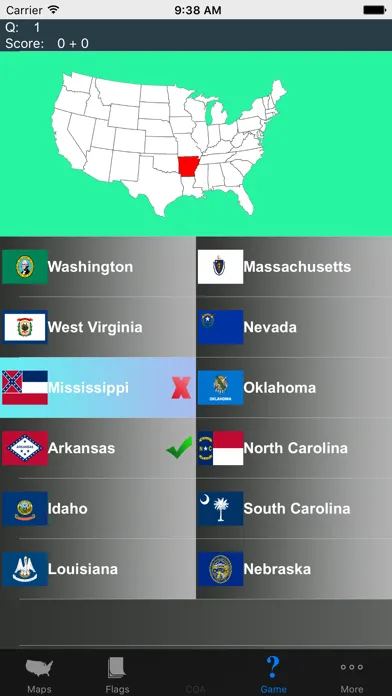 Tangkapan skrin US State Maps and Flags