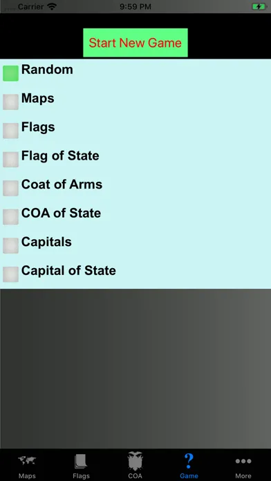 Ảnh chụp màn hình của Country Flags, Maps, COA Quiz